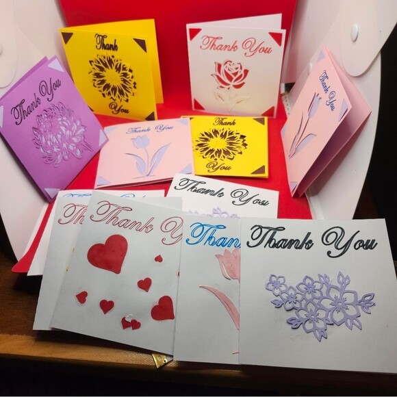 Hand Crafted Colorful Thank You Card Set of 12 - Picture 4 of 11